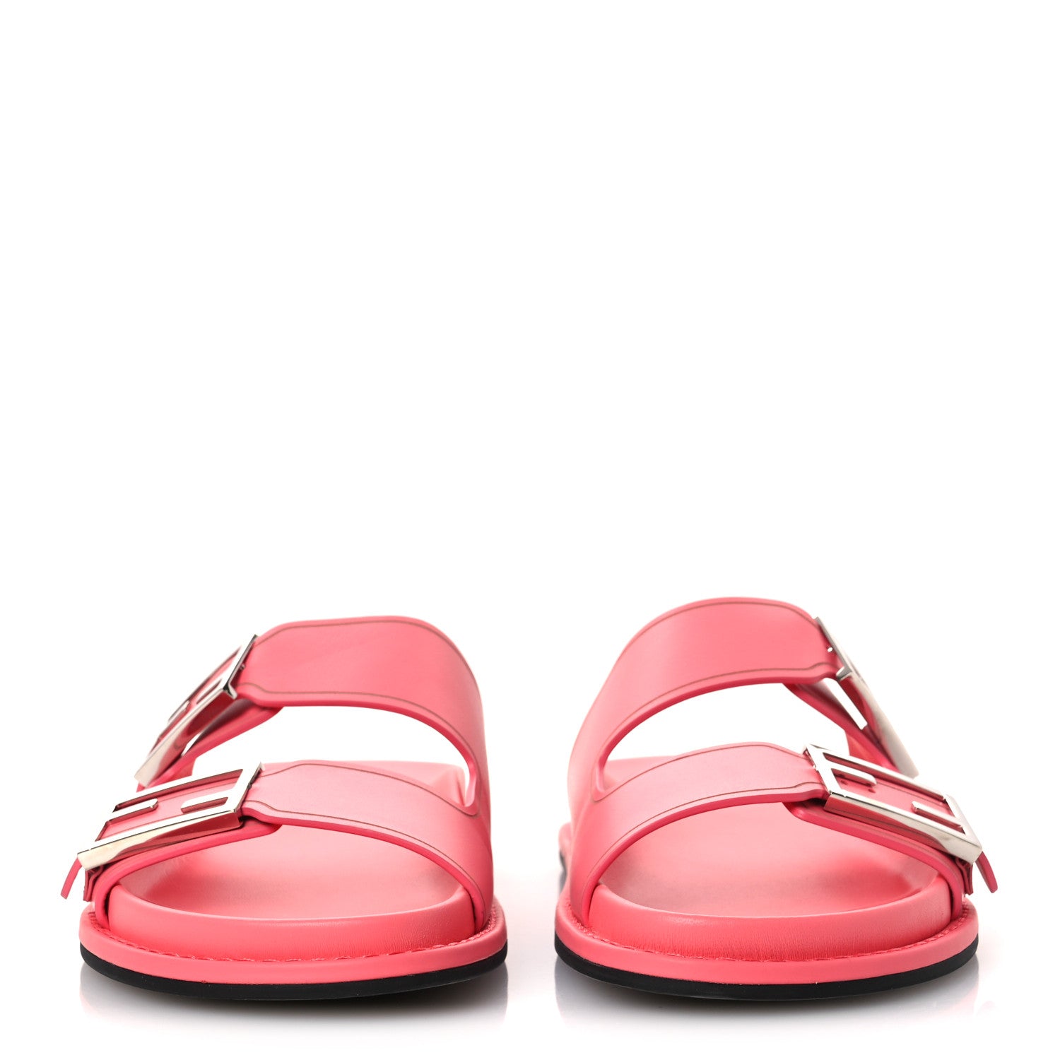 FENDI ピンク サンダル Fendi Vitello Fendi Feel Buckled Slide Sandals 38 Pink Dalia