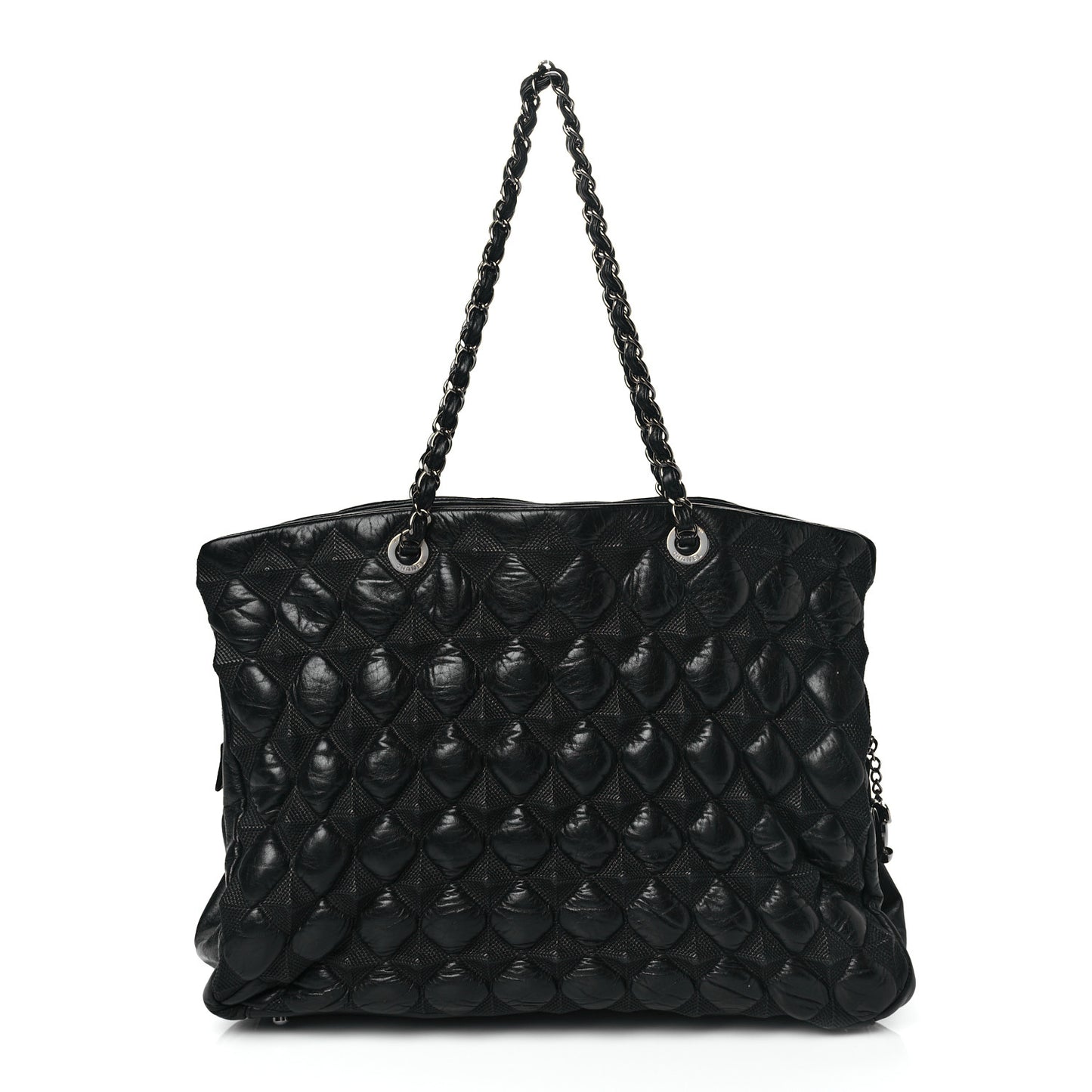 Glazed Lambskin Quilted Large Stravinsky Tote Black