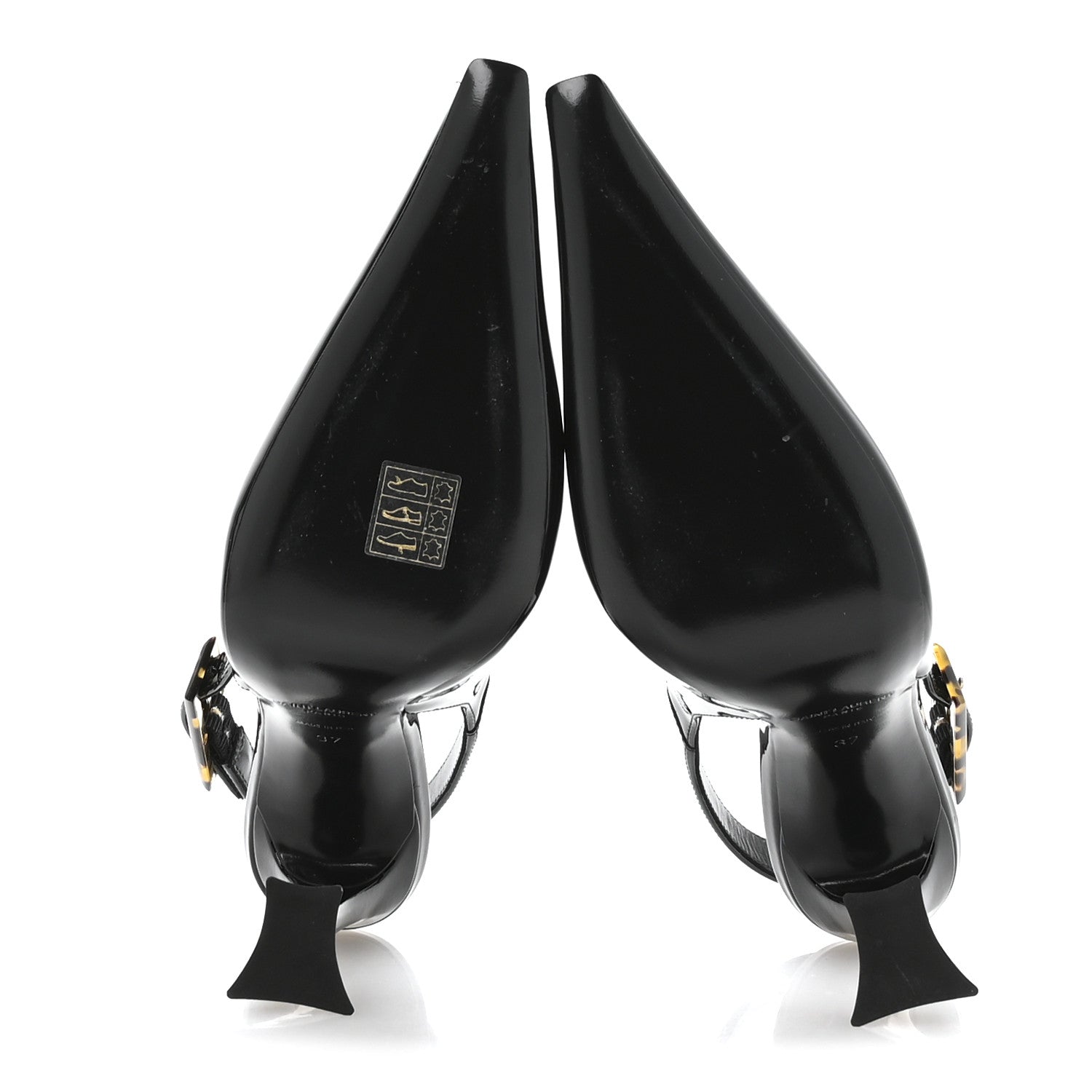 Saint Laurent Vernice Grupy Dune 110 Slingback Pumps 37 Black 6 of 9