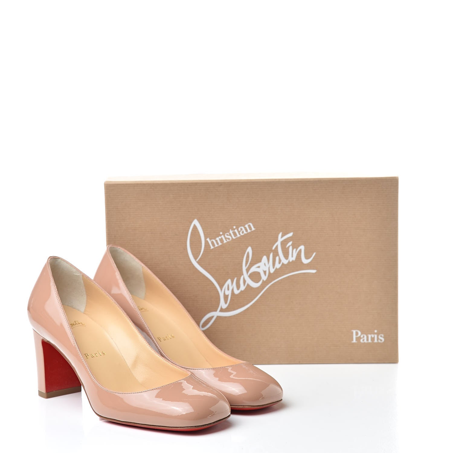 Christian Louboutin Patent Cadrilla 70 Pumps Nude 517304