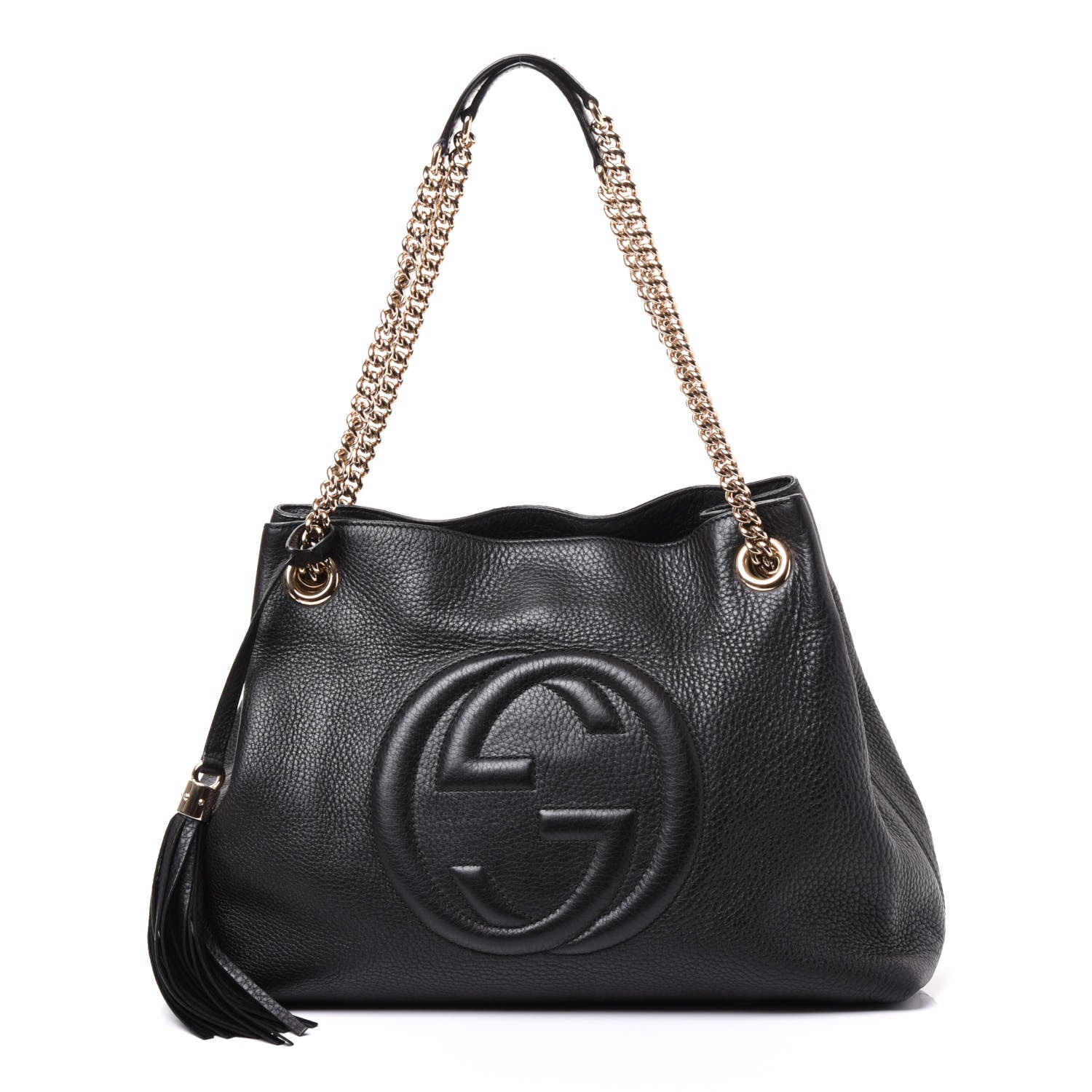 Gucci Pebbled Calfskin Medium Soho Chain Shoulder Bag Black 1 of 11