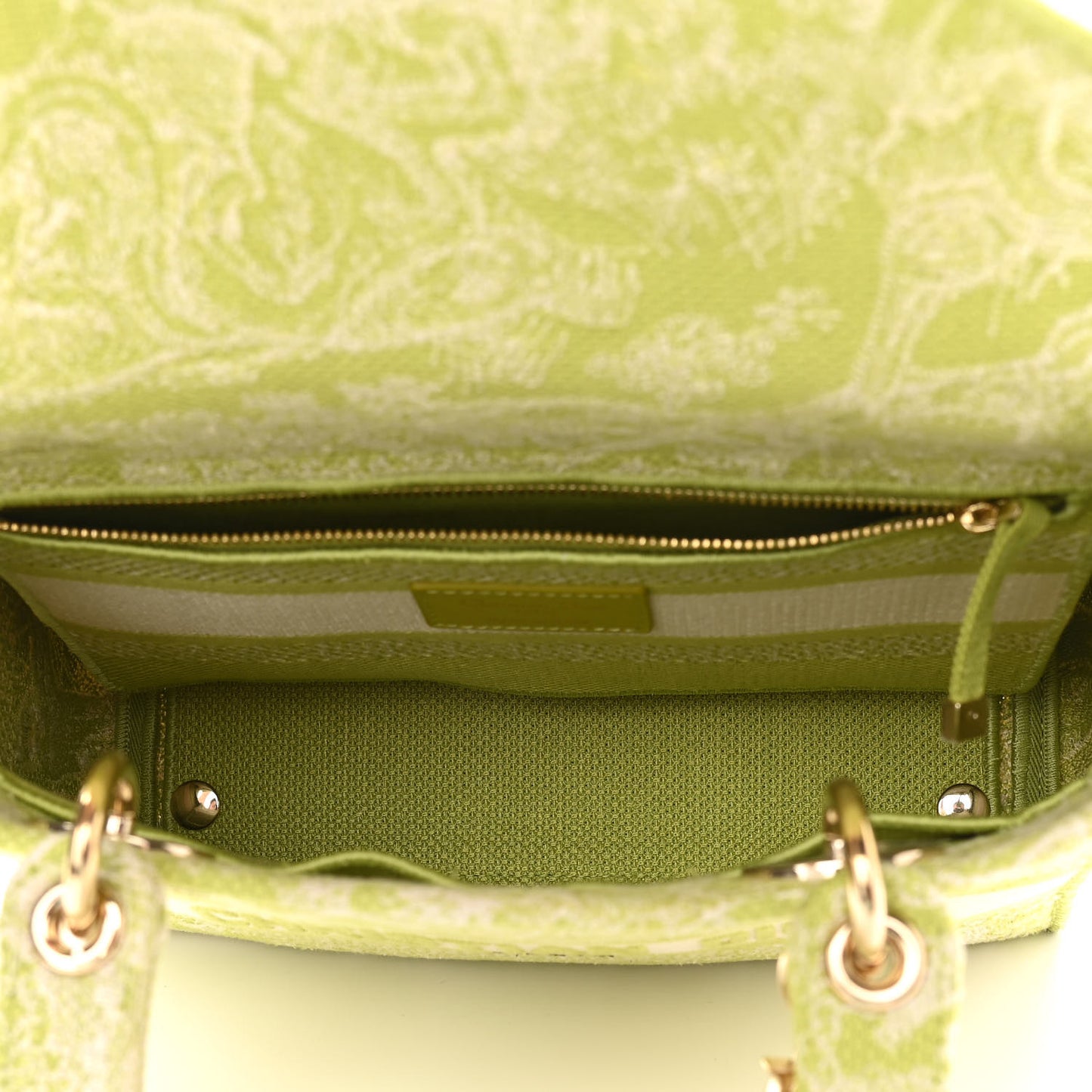 Canvas Toile De Jouy Reverse Embroidered Medium Lady D-Lite Green