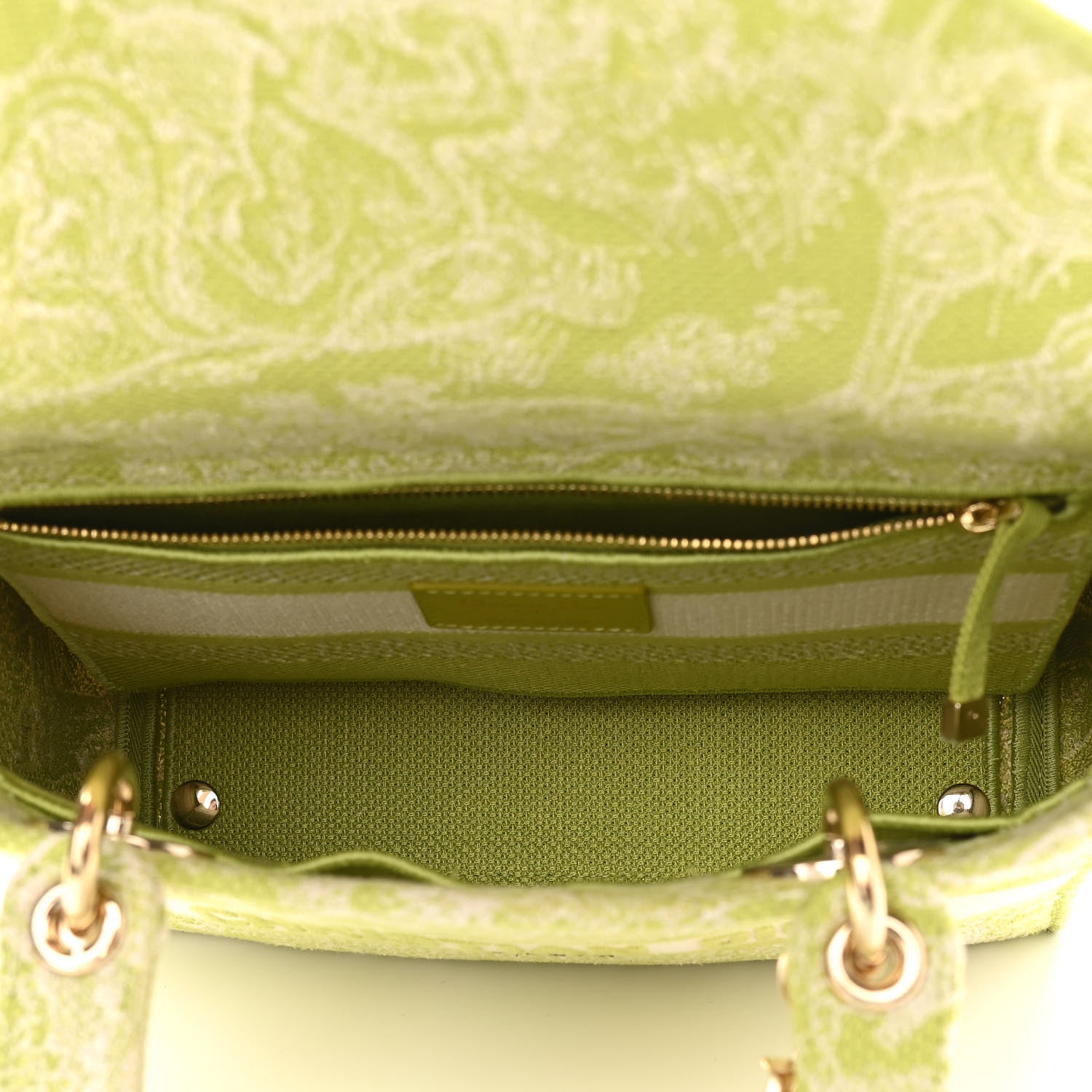 Christian Dior Canvas Toile De Jouy Reverse Embroidered Medium Lady D-Lite Green 5 of 9