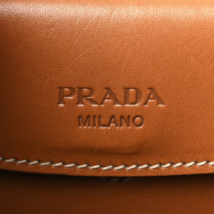 Prada Vitello Stitched Tri-Color Sound Top Handle Shoulder Bag Naturale Black 6 of 9