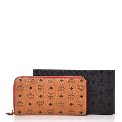 MCM Visetos Large Zip Around Wallet Cognac Red 10 of 10