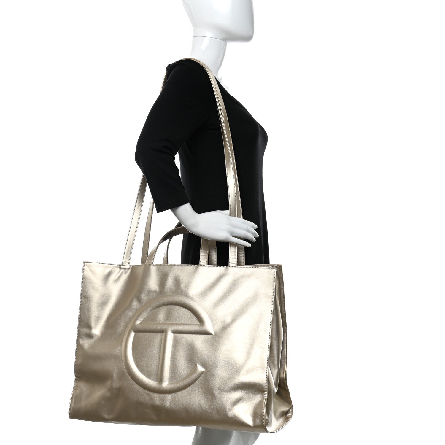 Telfar Metallic Vegan Leather Large Shopping Bag Gold 2 of 22