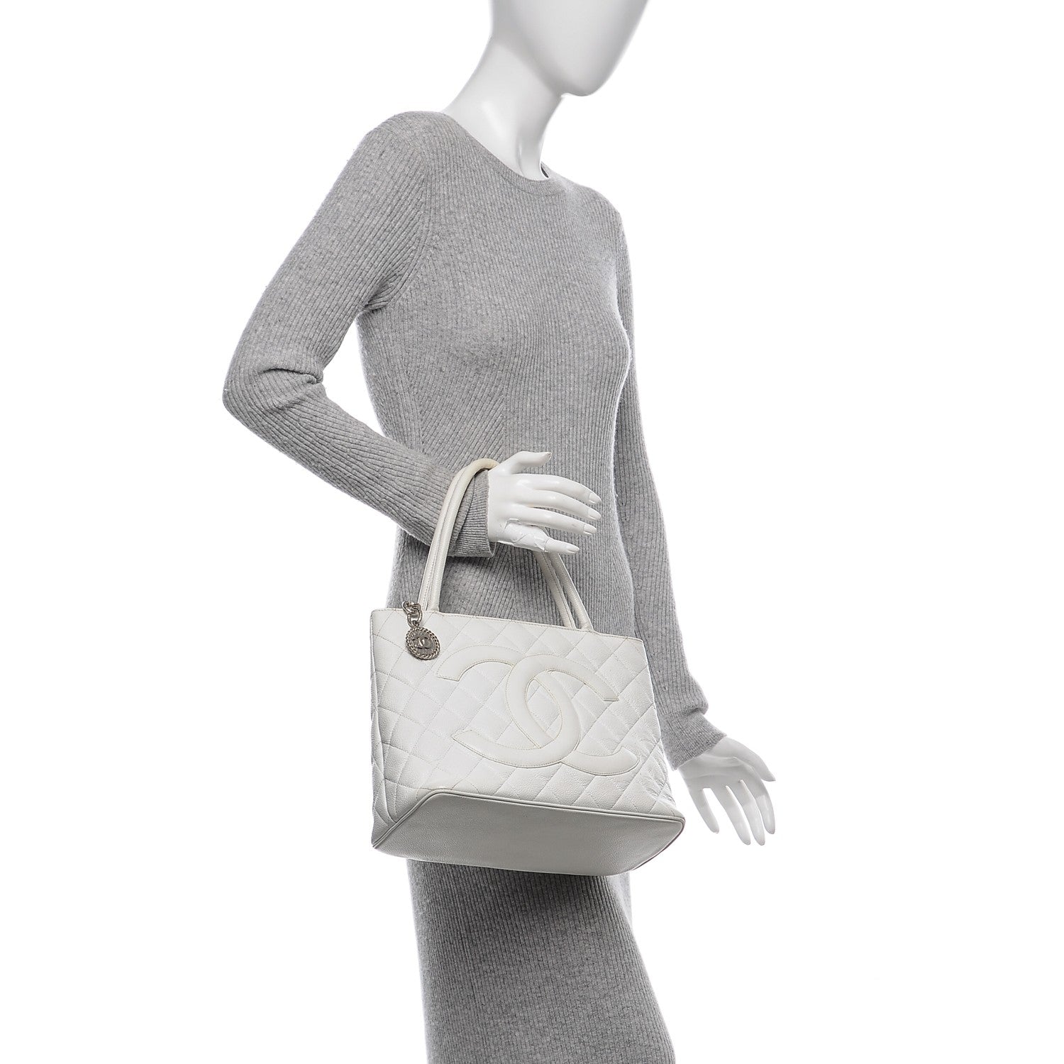 Chanel Caviar Quilted Medallion Tote White 2 of 12