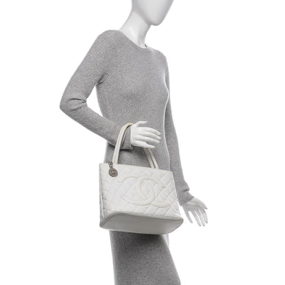 Chanel Caviar Quilted Medallion Tote White 2 of 12