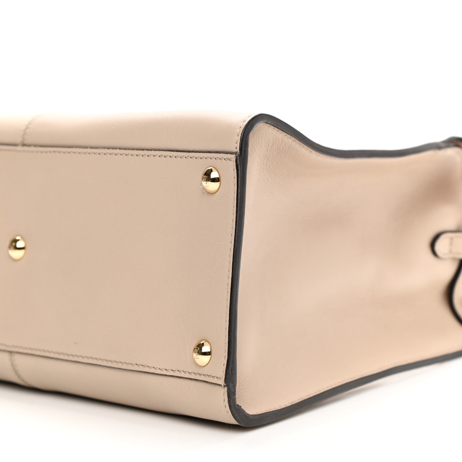 Fendi Vitello Seta Glazed Fabric FF 1974 Medium Peekaboo X-Lite Nuvola Mogano Panna 9 of 13