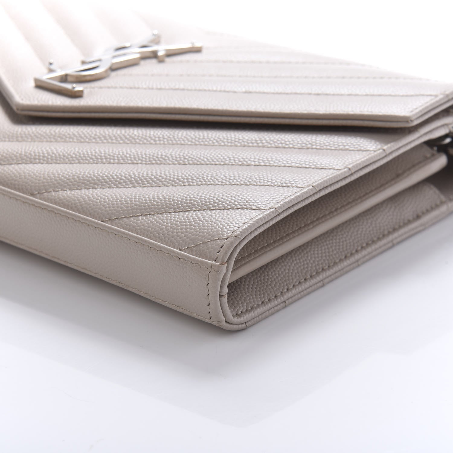 Saint Laurent Grain De Poudre Matelasse Chevron Monogram Chain Wallet Rose Poudre 7 of 11