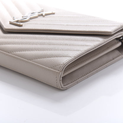 Saint Laurent Grain De Poudre Matelasse Chevron Monogram Chain Wallet Rose Poudre 7 of 11