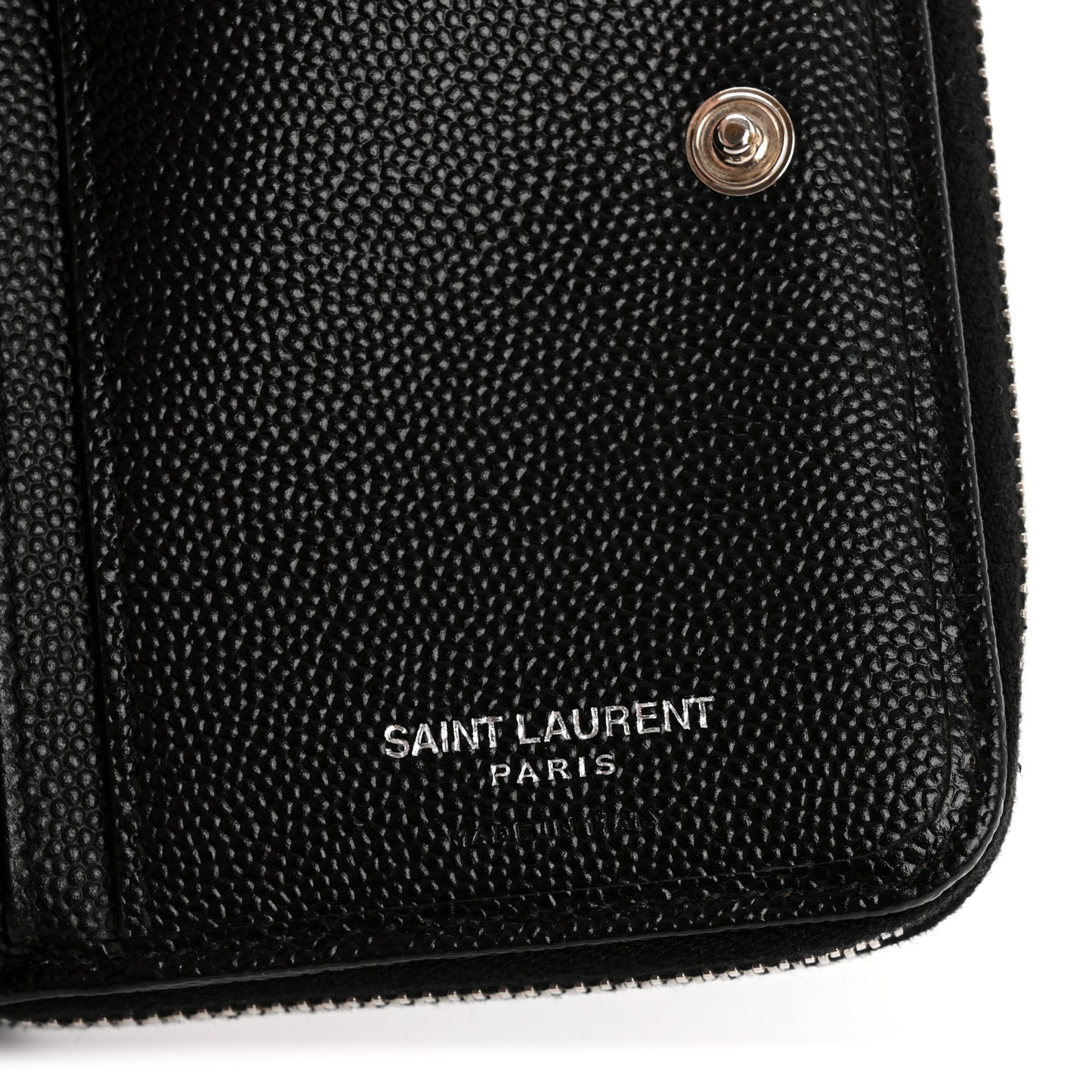 Grain De Poudre Matelasse Chevron Monogram Compact Zip Around Wallet Black