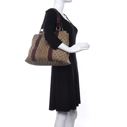 Gucci Monogram Medium Bamboo Bar Tote Brown 2 of 15
