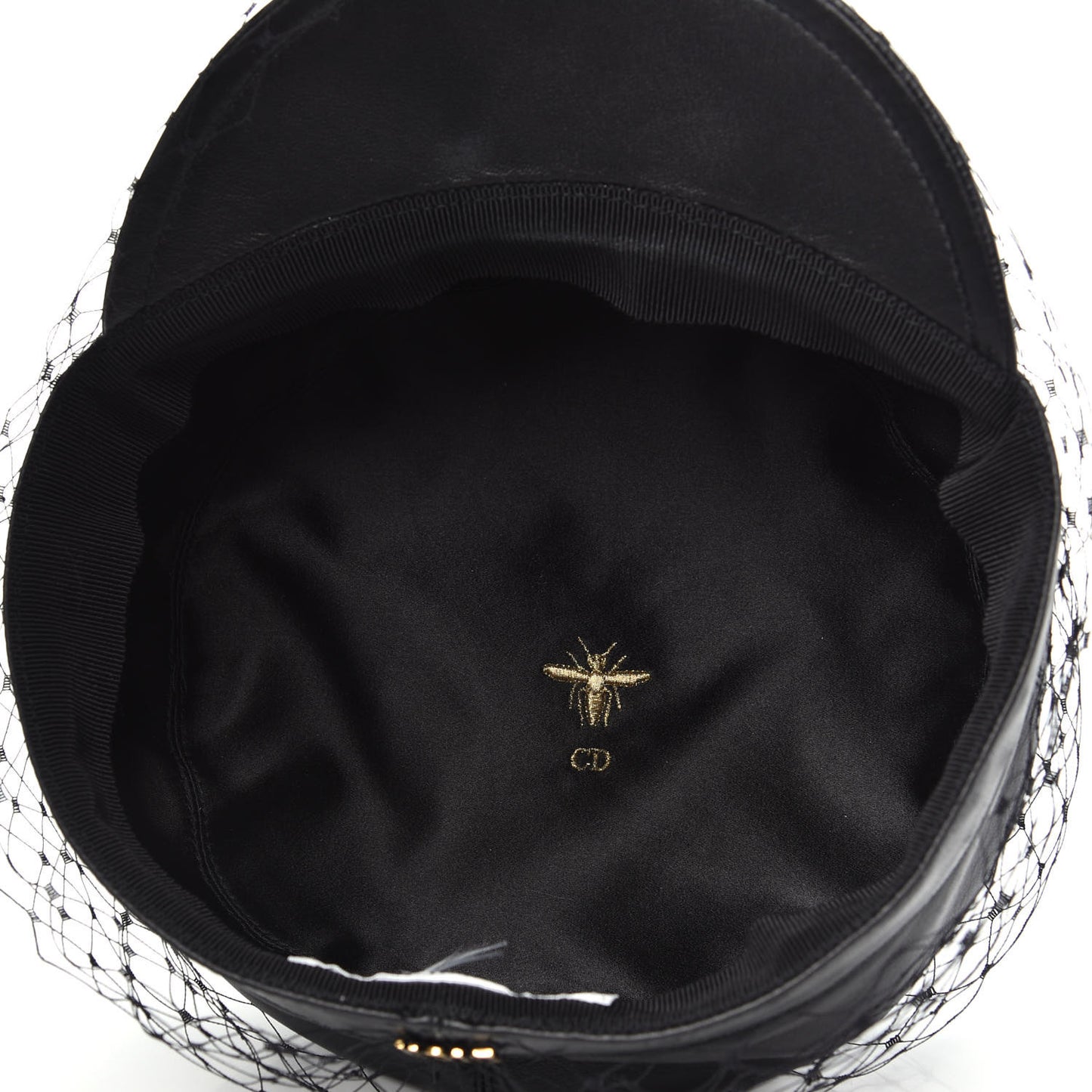 Calfskin Paris Revolution Cap With Veil 58 Black
