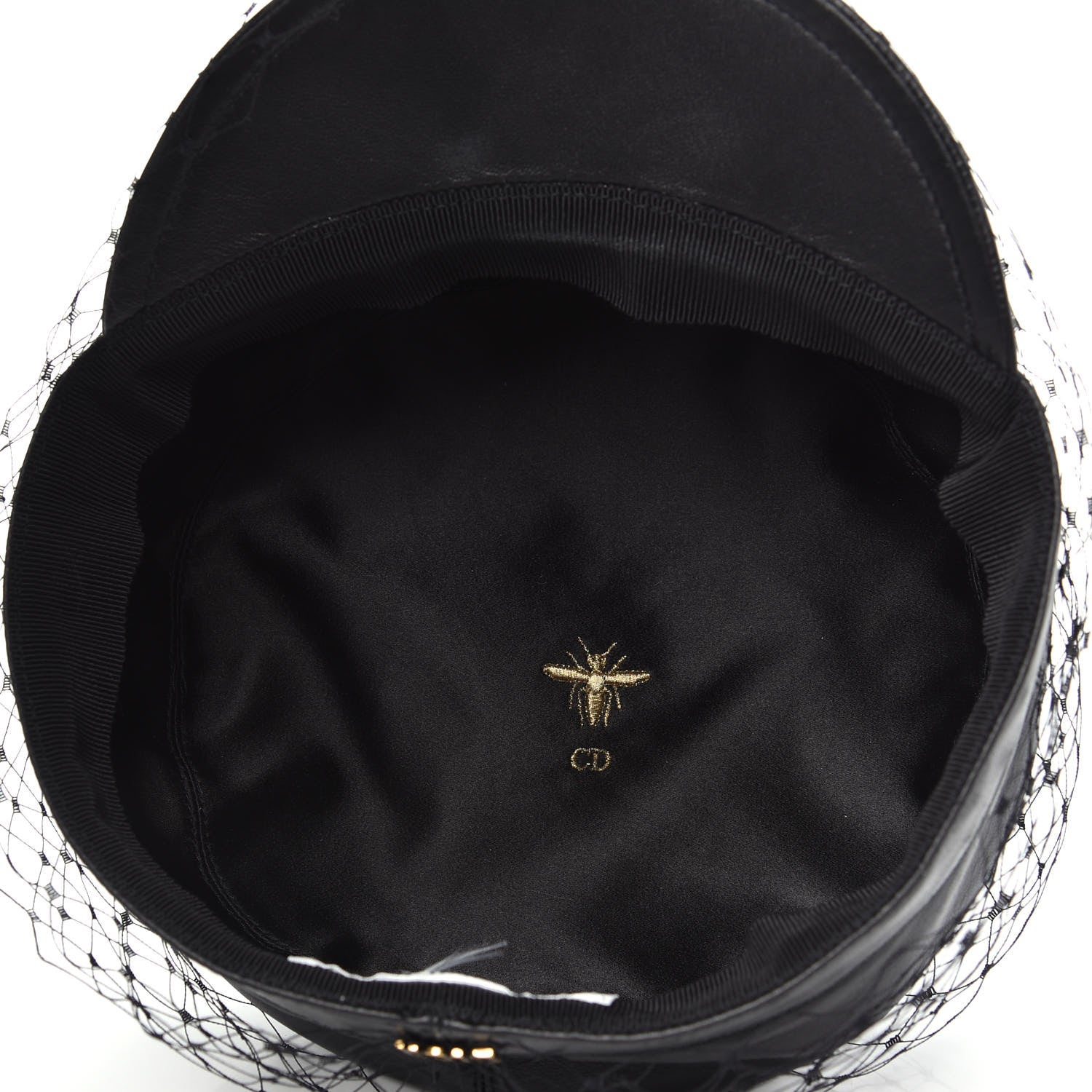Christian Dior Calfskin Paris Revolution Cap With Veil 58 Black 5 of 6