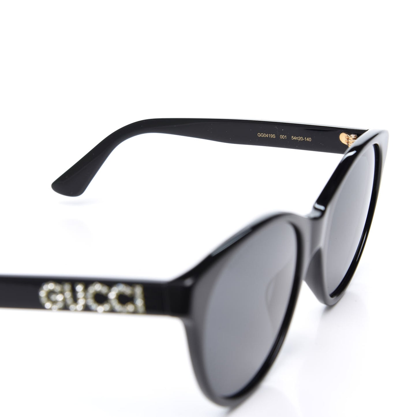 Round Frame Crystal Sunglasses GG 0419S Black