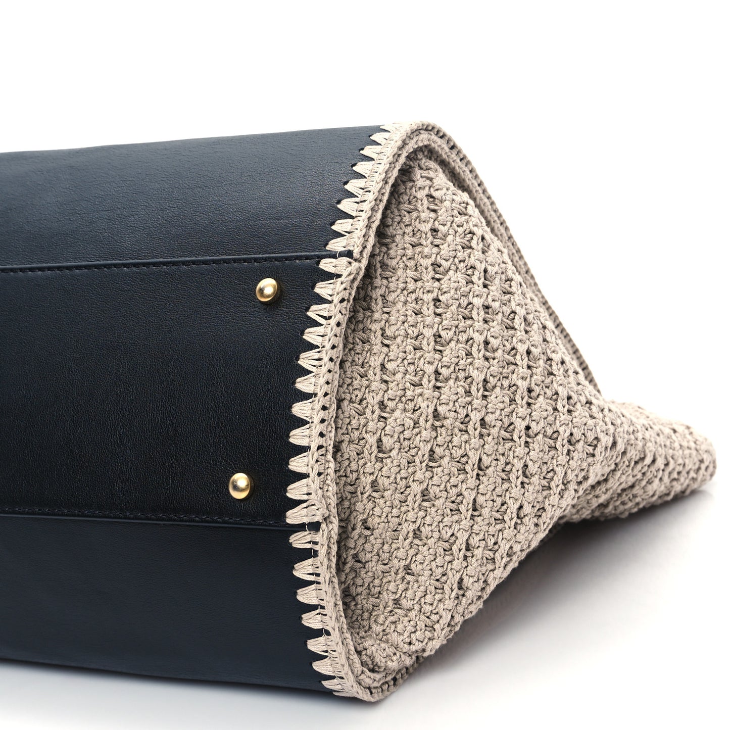 Calfskin Knit Medium Deauville Tote Black Beige