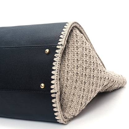 Chanel Calfskin Knit Medium Deauville Tote Black Beige 10 of 12