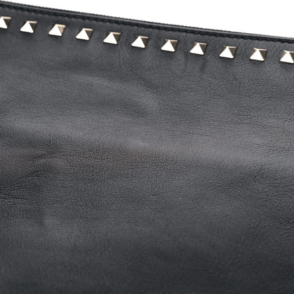 Valentino Garavani Vitello Oversized Rockstud Zip Wristlet Pouch Black 10 of 11