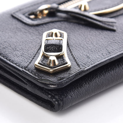 Balenciaga Chevre Gold Metallic Edge Hardware Money Wallet Black 7 of 9