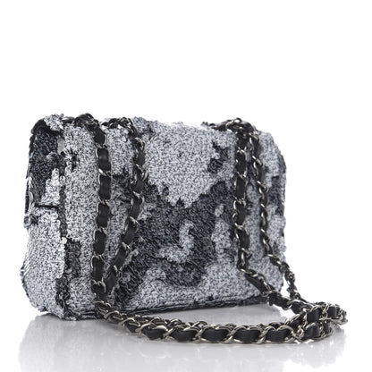 Chanel Sequin CC Logo Small Single Flap White Black 2 of 9