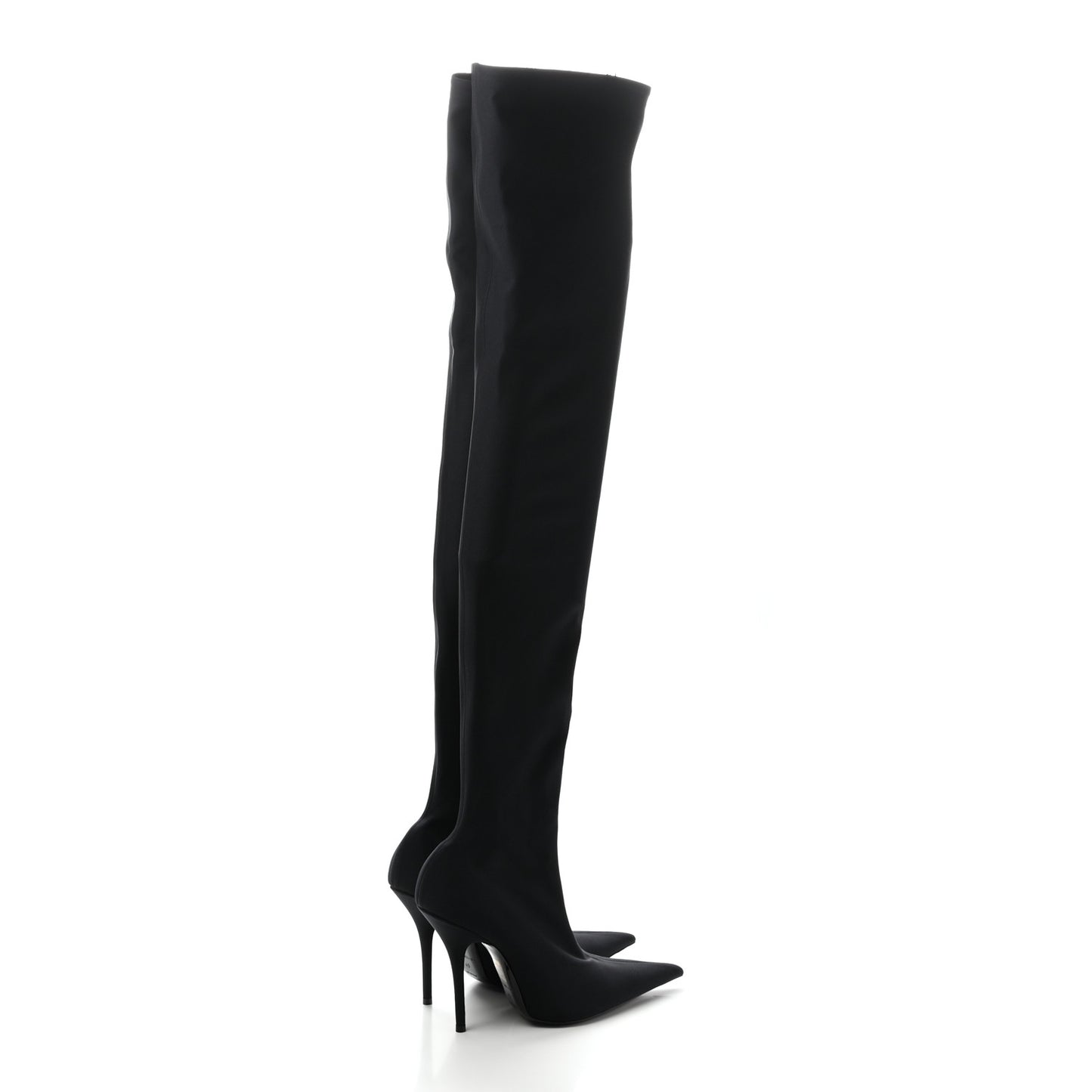 Spandex Pointed Toe Knife Thigh High Boots 40 Black