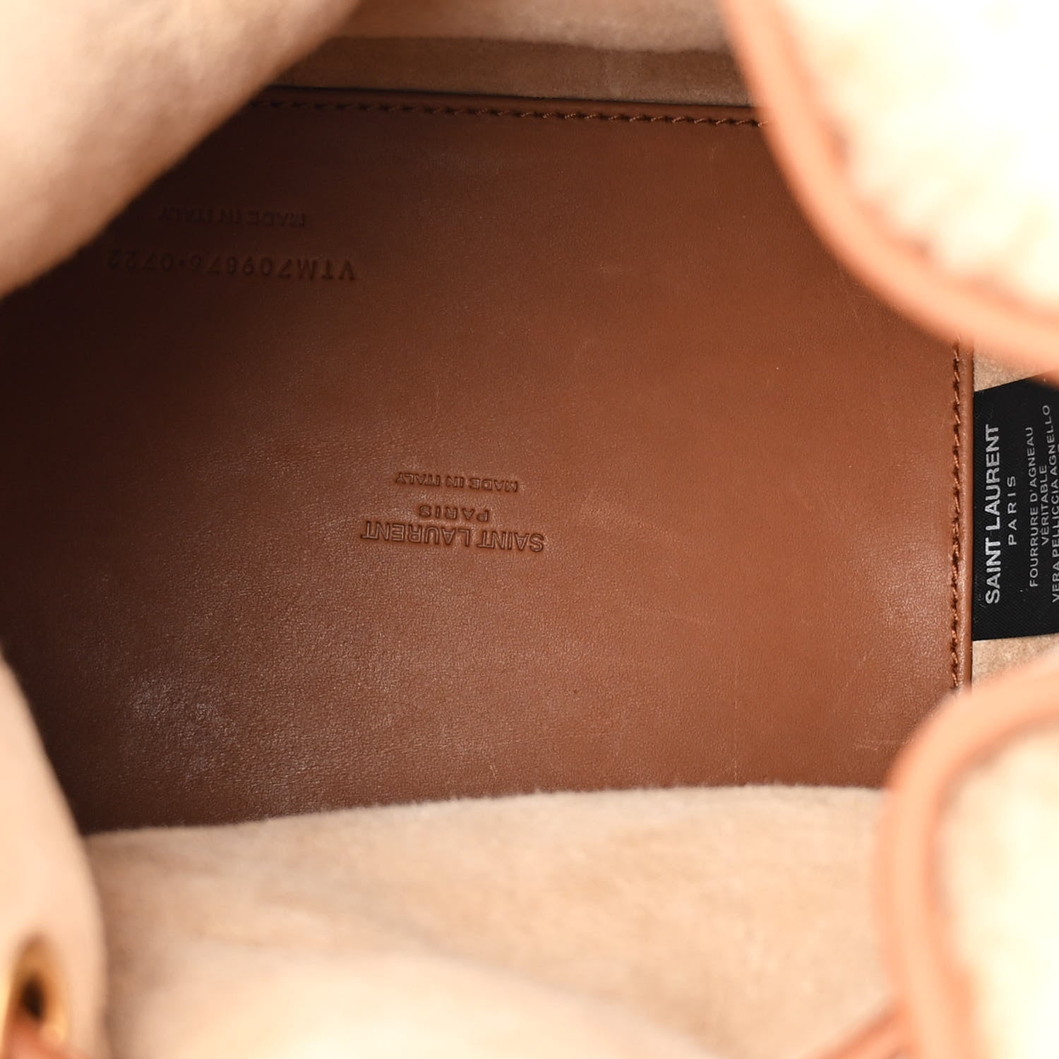 Saint Laurent Shearling Calfskin Small Emmanuelle Bucket Bag Natural Beige Brick 5 of 13