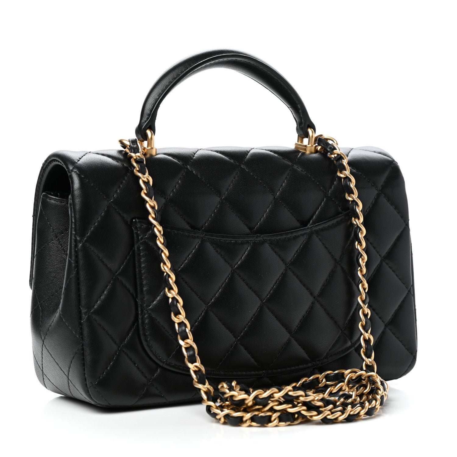Chanel Lambskin Quilted Mini Top Handle Rectangular Flap Black 3 of 11