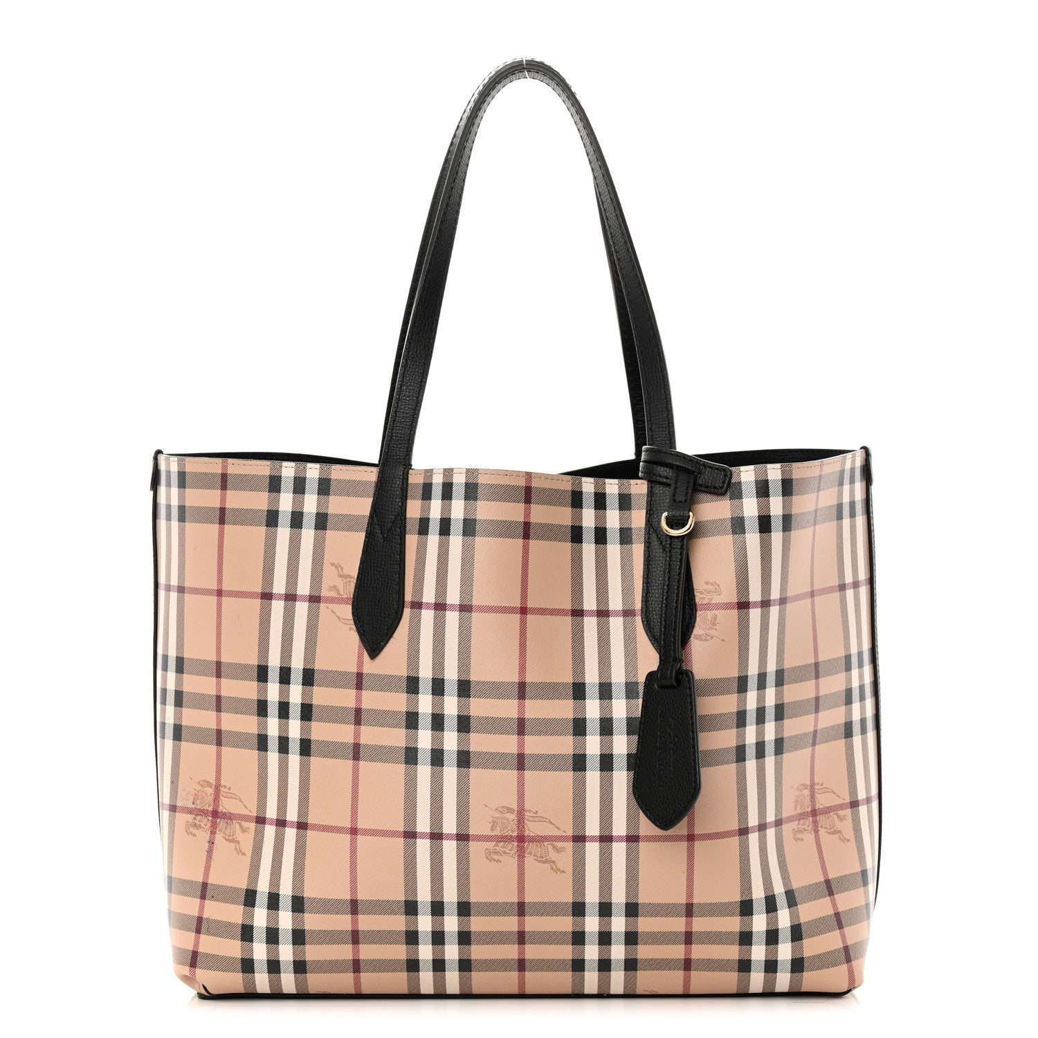 Burberry Grainy Calfskin Haymarket Check Medium Reversible Tote Black 5 of 22