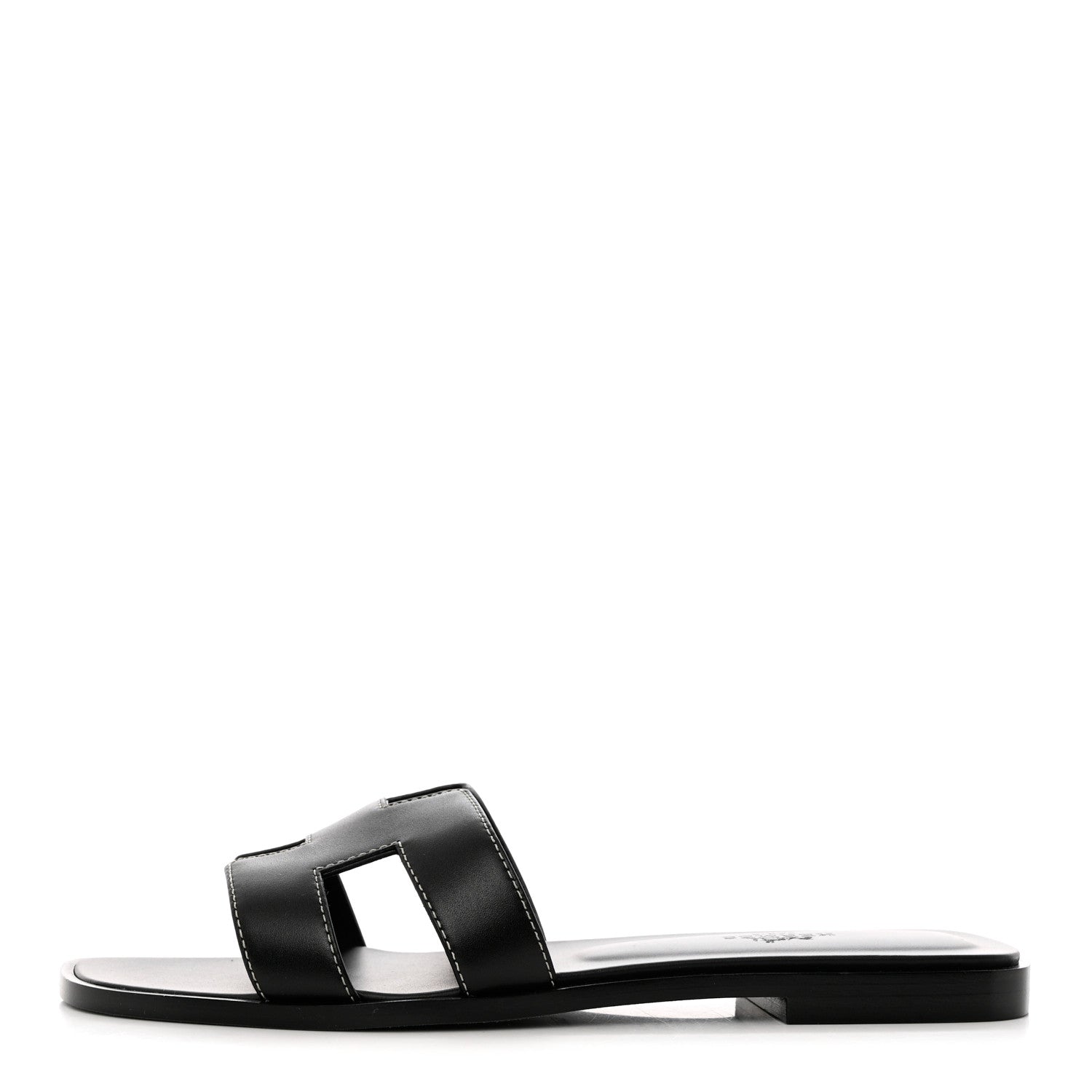 Hermes Box Calfskin Oran Sandals 38 Black 1 of 9