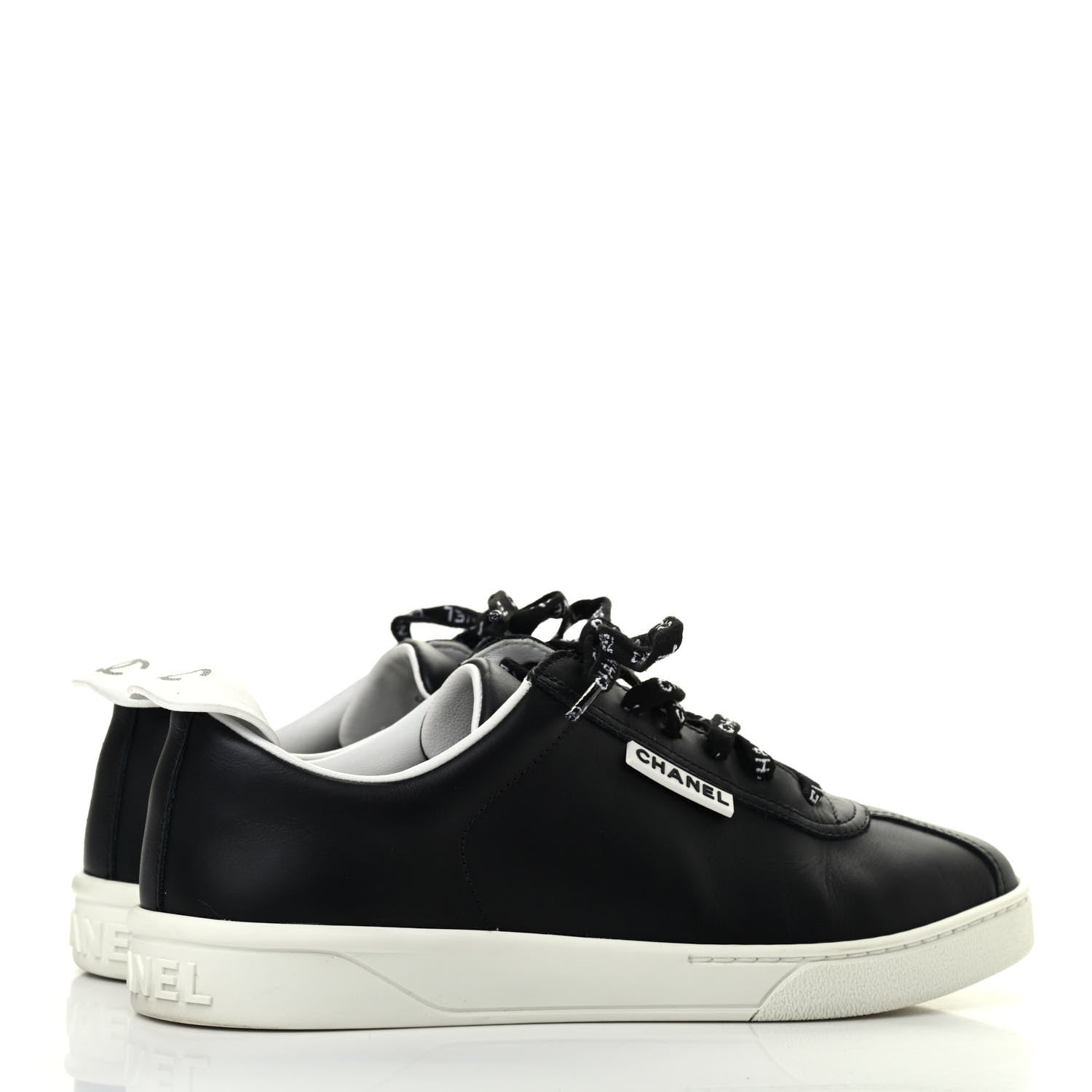 Chanel Calfskin CC Womens Sneakers 38 Black 3 of 4