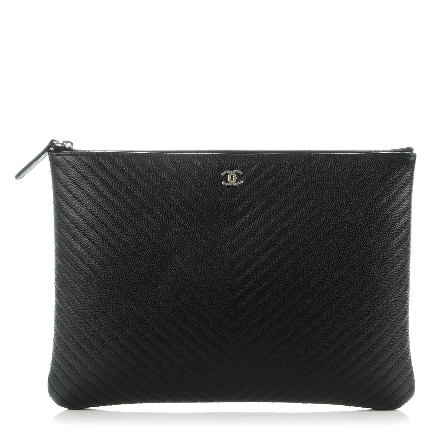 Caviar Chevron Medium Cosmetic Case Black