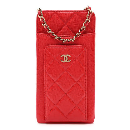 Chanel Caviar Quilted CC Phone Holder Red 1 of 12