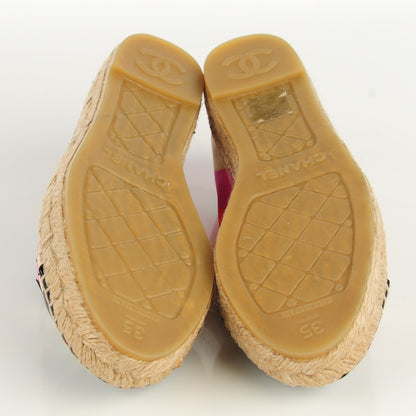 Chanel Fabric Striped Patent CC Espadrilles 35 Multicolor Black 5 of 8