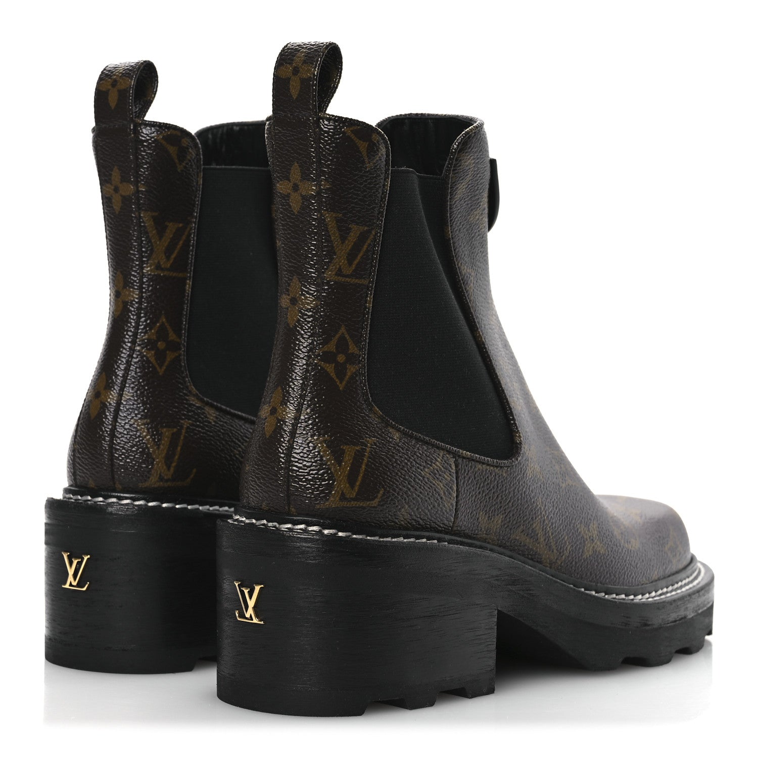 Louis Vuitton Patent Monogram LV Beaubourg Ankle Boots 37.5 Black 5 of 10