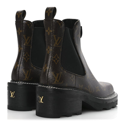 Louis Vuitton Patent Monogram LV Beaubourg Ankle Boots 37.5 Black 5 of 10