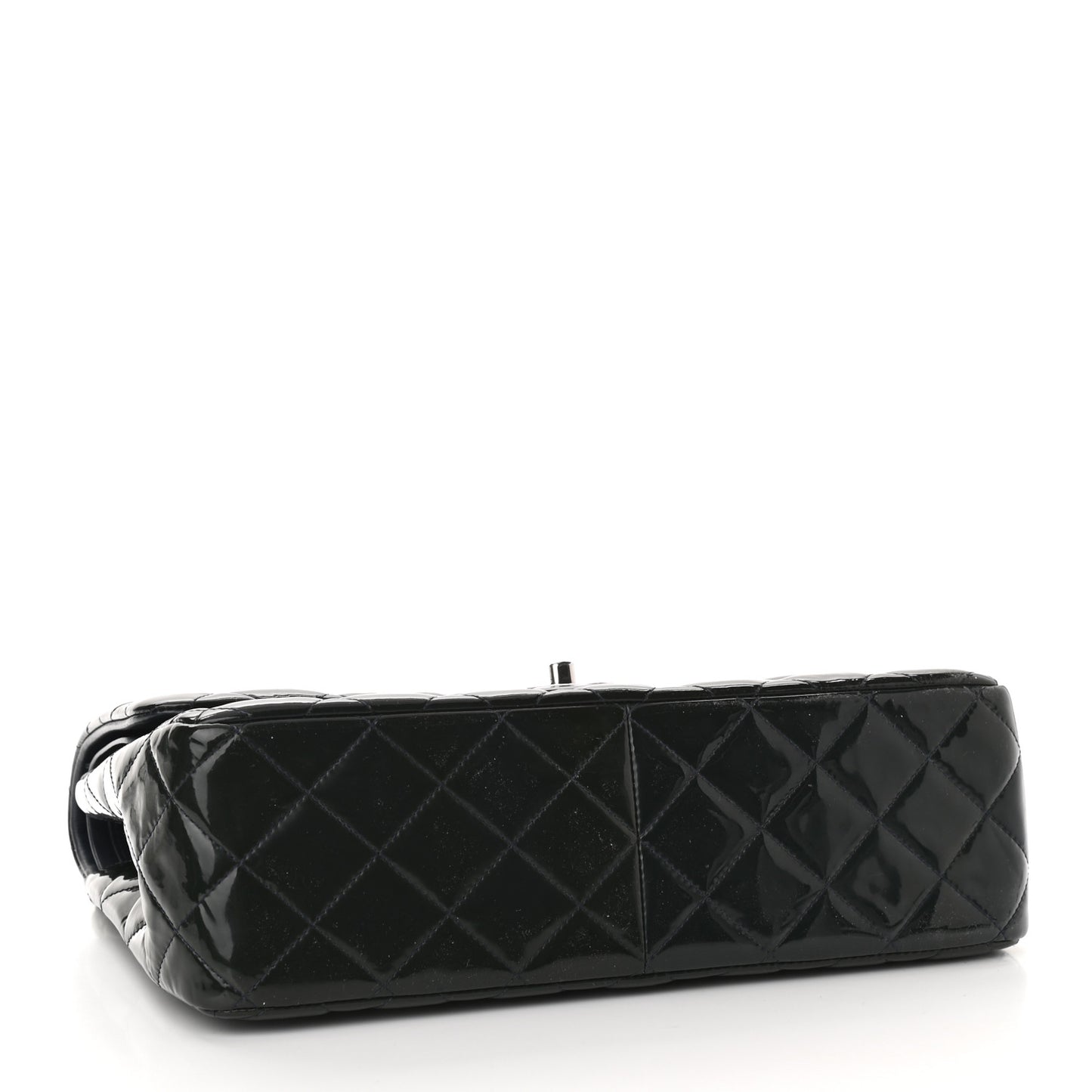 Patent Quilted Jumbo Double Flap Black