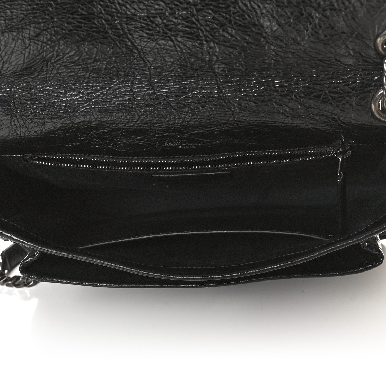Saint Laurent Crinkled Calfskin Matelasse Monogram Medium Niki Chain Satchel Black 5 of 14