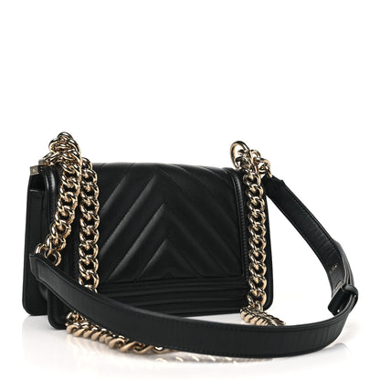 Chanel Lambskin Chevron Quilted Small Boy Flap Black 3 of 10