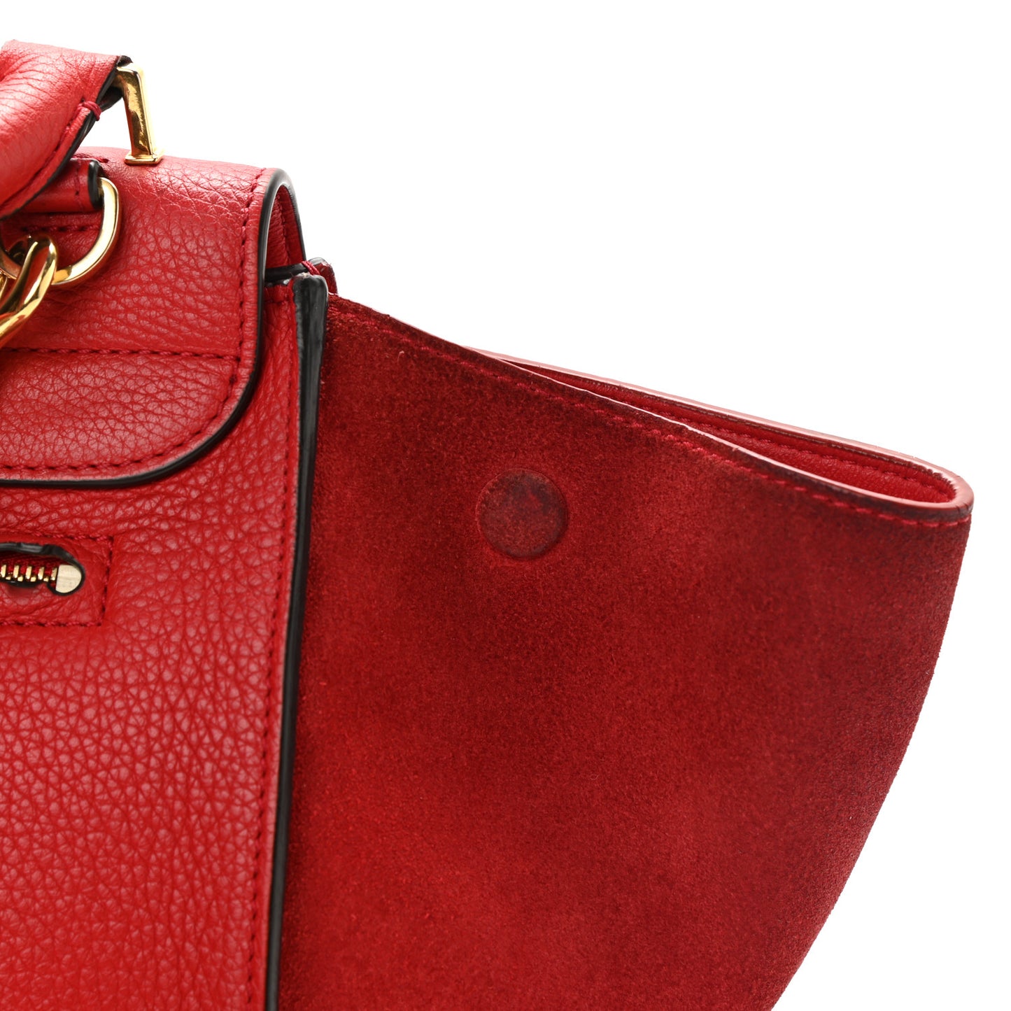 Drummed Calfskin Suede Medium Trapeze Coquelicot