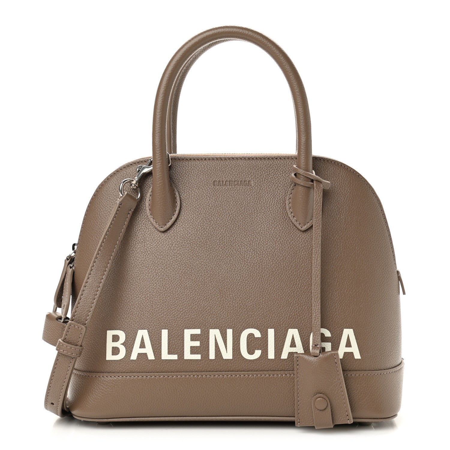 Balenciaga Grained Calfskin Logo S Ville Top Handle Bag Mink Grey White 1 of 9