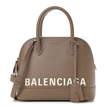 Balenciaga Grained Calfskin Logo S Ville Top Handle Bag Mink Grey White 1 of 9