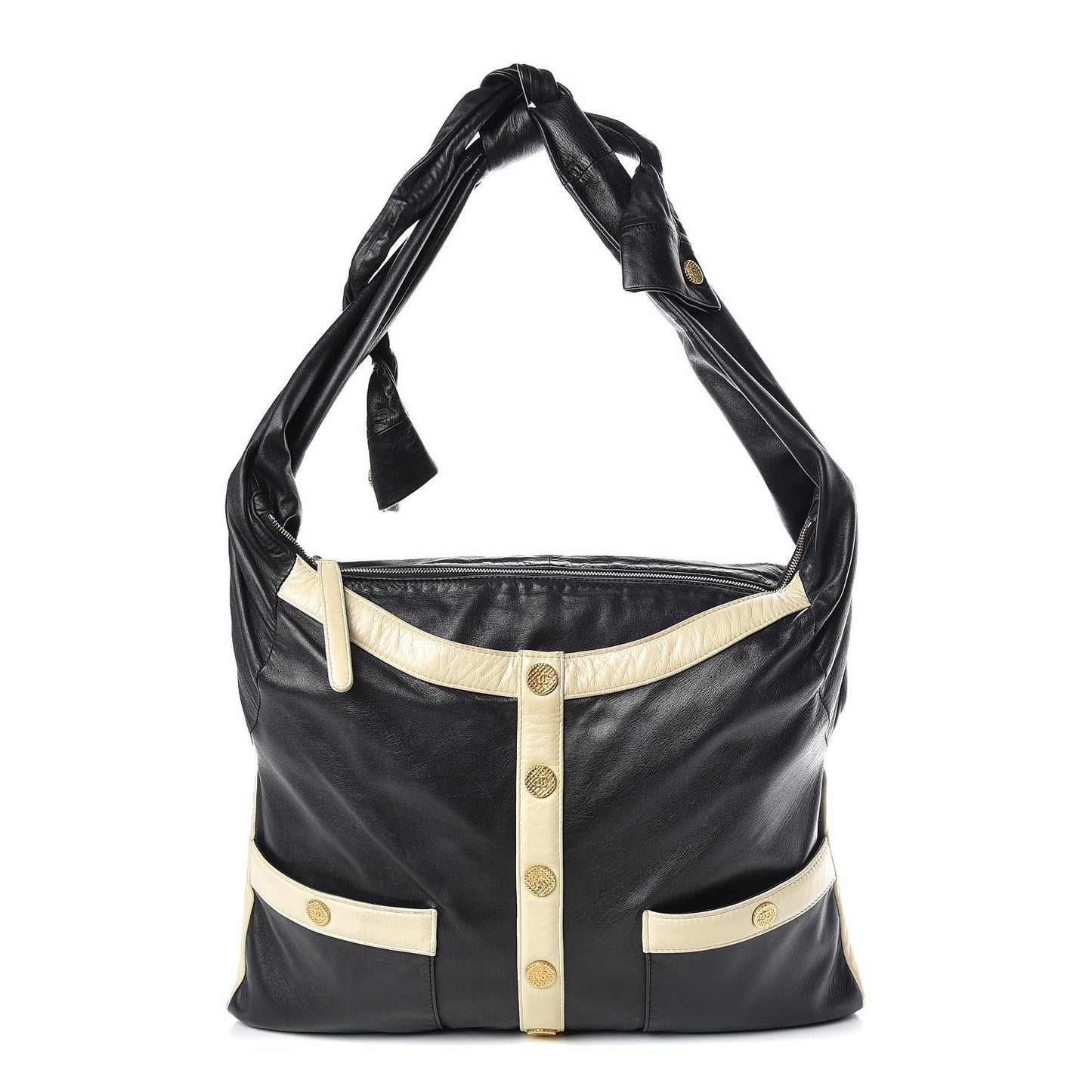 Lambskin Large Girl Bag Black Beige