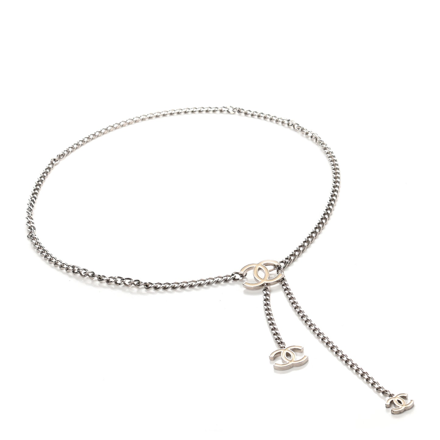 Enamel CC Ceinture Fantai Adjustable Belt Silver White