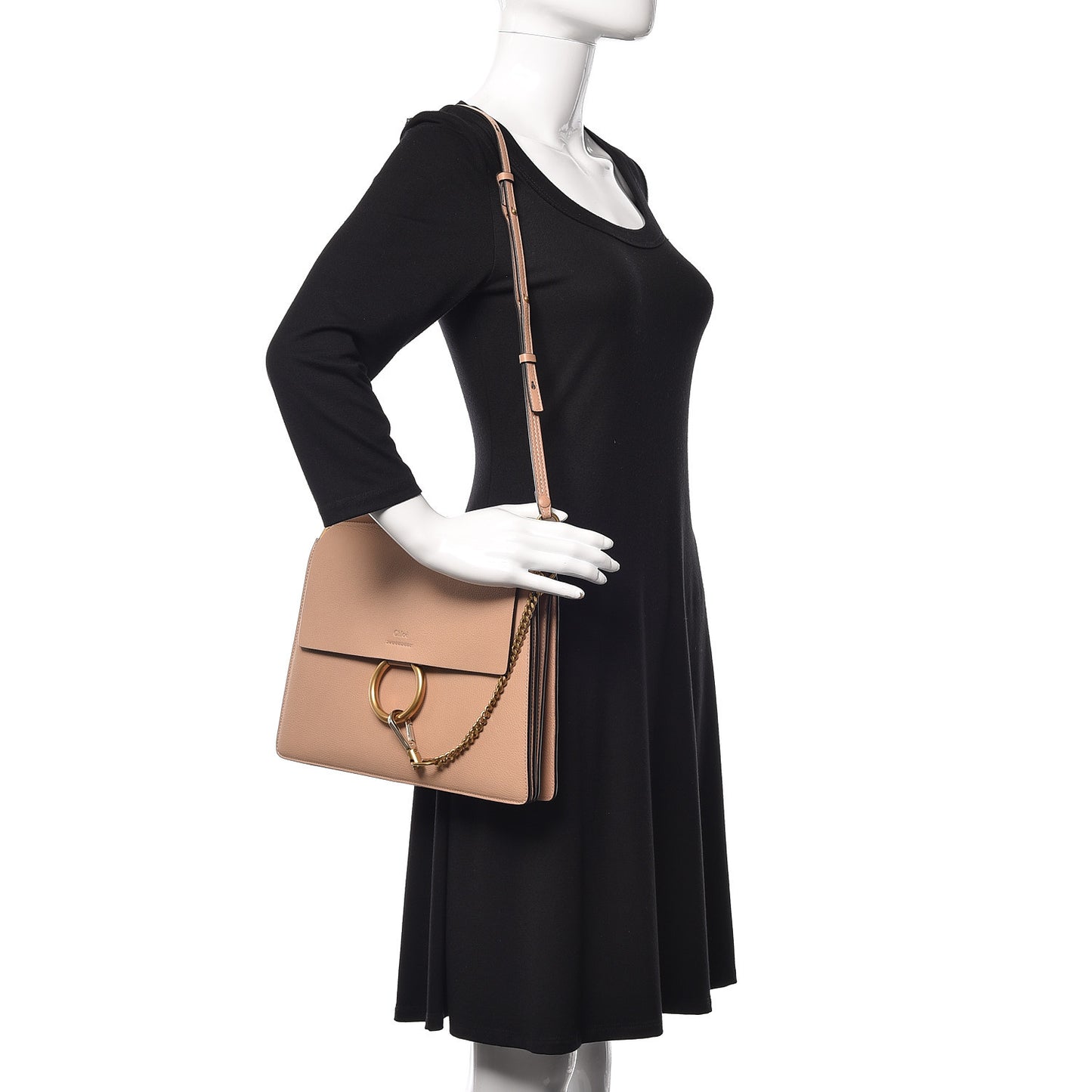 Goatskin Medium Faye Shoulder Bag Biscotti Beige