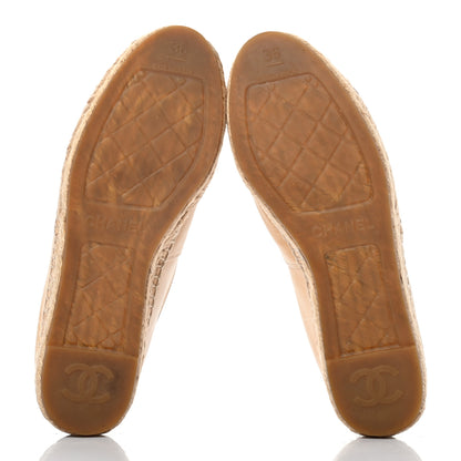Chanel Lambskin CC Espadrilles 36 Beige Black 5 of 9