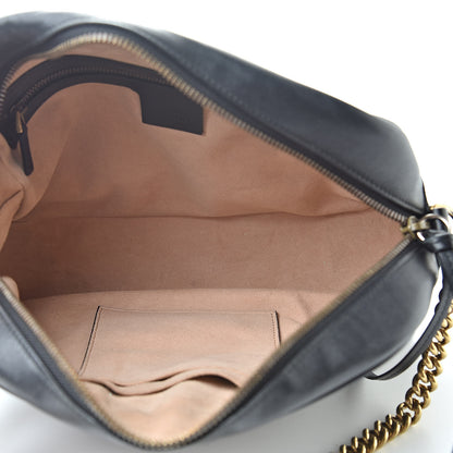 Gucci Calfskin Matelasse Medium GG Marmont Chain Shoulder Bag Black 5 of 13