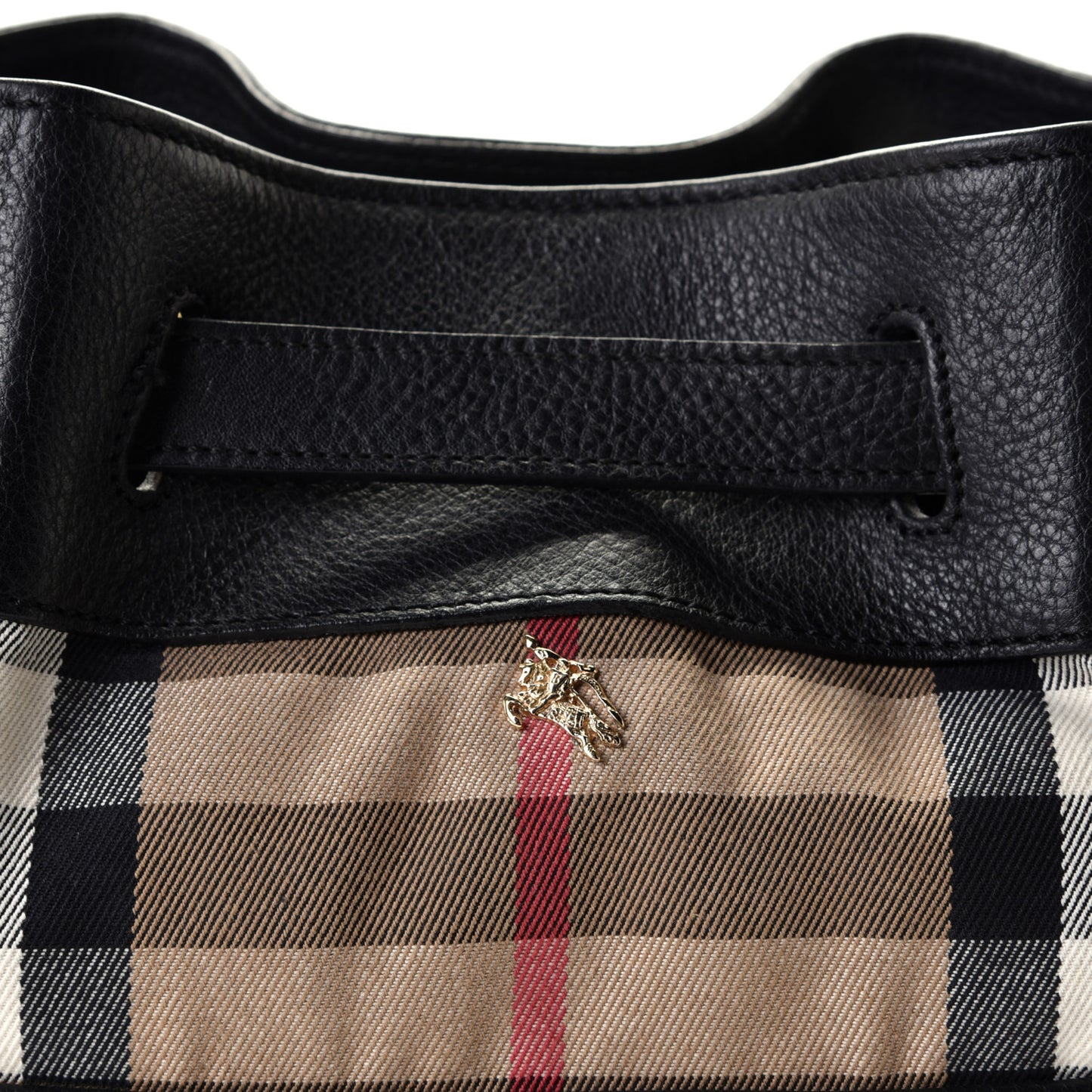 Grainy Calfskin House Check Margaret Bag Black