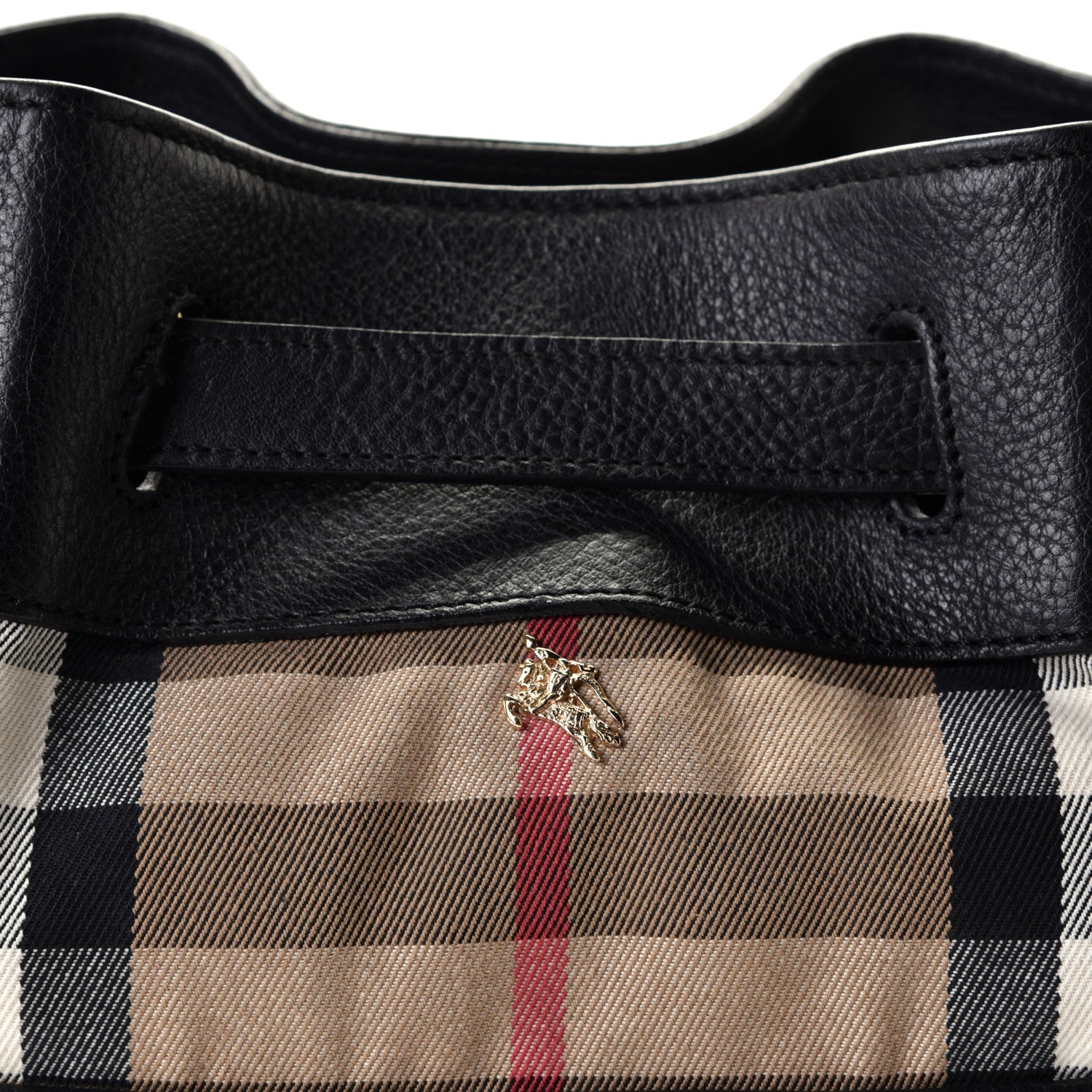 Burberry Grainy Calfskin House Check Margaret Bag Black 10 of 10