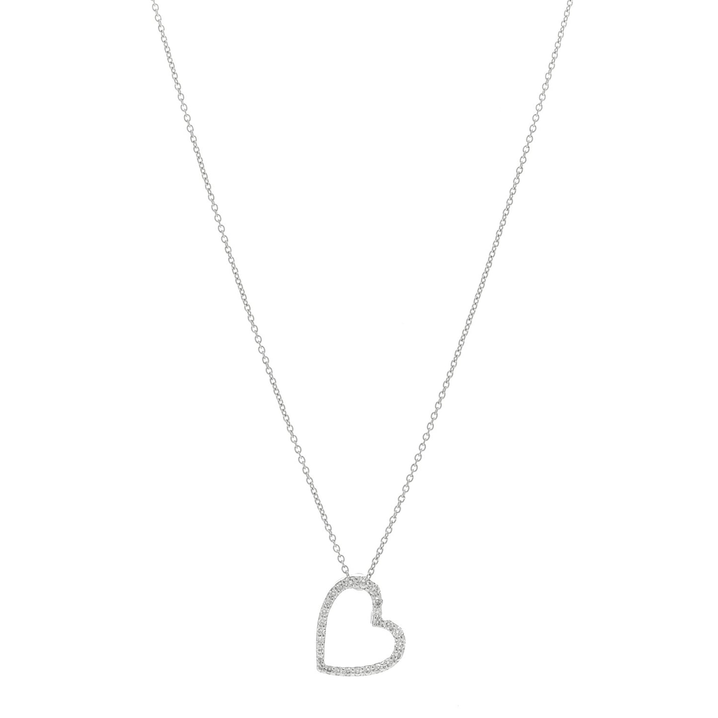 18K White Gold Diamond Tiny Treasures Heart Pendant Necklace